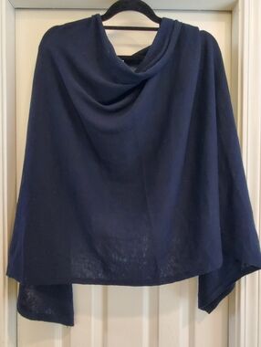 Navy Draped Poncho